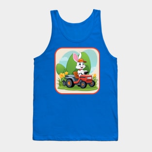 Easter Bunny on Riding Mower. Tank Top